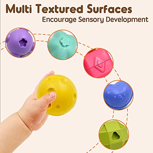 AM ANNA Baby Shape Sorting Toy, Montessori Sensory Activity Colorful Cube,7 in 1 Multifunction Educational Toys with Sensory Sorting Bin with Elastic Bands,Stacking Blocks for Ages 12 Months+
