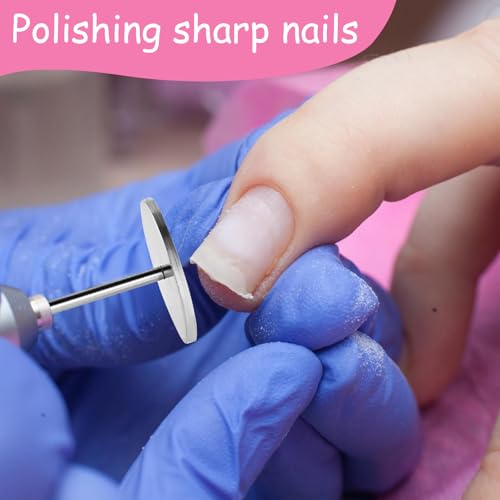 61 Pcs Sanding Paper Discs with Metal Nail Drill Bit, 25mm Pedicure Disc Replacement Sanding Discs Bits Foot File for Manicure Pedicure Electric Remover Dead Skin Callus (#80#150#240 Grit)