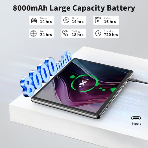 Android Tablet with Keyboard, Android Tablet, 13, 12GB  128GB, 1TB Extension, 2 in 1 Tablet, 10-Inch Tablet with Case, Mouse, Pen, 8000mAh Battery, 2.4G/5G Wifi, GPS,