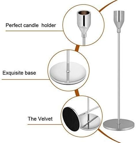 Tidelence Candle Holders for Taper Candles Set of 3 Decorative Candlestick Holders for Wedding, Dinning, Party Fits 3/4 inch Thick Candle&Led Candles (Silver)