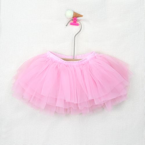 Baby Girl Tulle Tutu Skirt with Diaper Cover,Toddler Girls Fluffy Mesh Ruffle Birthday Party Dress