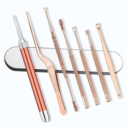 AUEMNUR Earpick LED Ear Wax Pickers Stainless Steel Earpick Wax Remover Curette Ear Pick Cleaner Ear Cleaner Spoon Care Ear Clean Tool