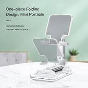 Adjustable Cell Phone Stand, Foldable Portable Phone Stand Phone Holder for Desk, Desktop Tablet Stand Compatible with Smartphone, iPad, and tablets (White) - White