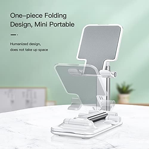 Adjustable Cell Phone Stand, Foldable Portable Phone Stand Phone Holder for Desk, Desktop Tablet Stand Compatible with Smartphone, iPad, and tablets (White) - White