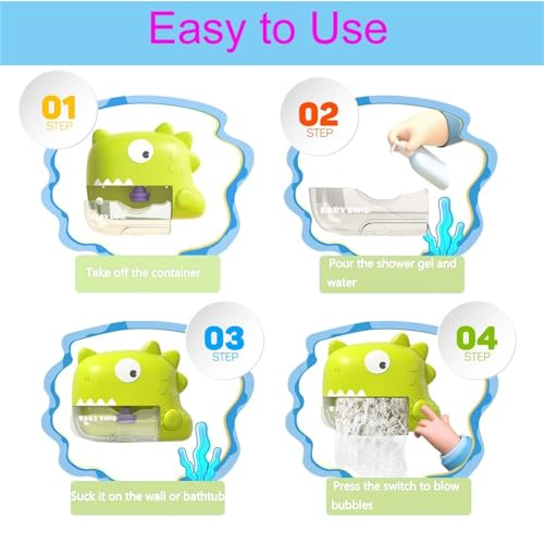 AM ANNA Baby Bath Toys for Kids Age 1-3, Dinosaur Automatic Bath Bubble Machine,Bathtub Bubble Maker with Music,Bathtime Shower Bathtub Toys for Toddlers,Birthday Gift for Boys Girls Age 1-5