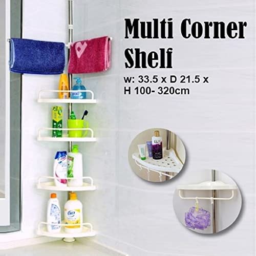 Shower Shelves Rack,4-Tier Bathroom Height Adjustable Telescopic Shower Shelf Shower Corner Rack for Shampoo Soap Tower, Iron (1)