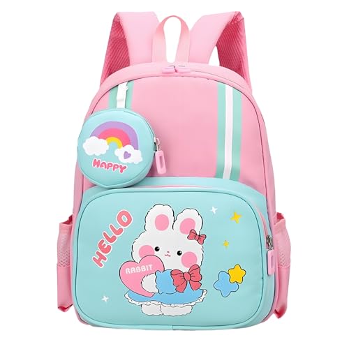 AoMige Toddler Backpack Kids Cute Cartoon Schoolbag Lightweight Bookbags Daypack School Backpack with Adujustable Strap Small Preschool Daycare Bag with Coin Pocket for Girls Boys (Pink-02)