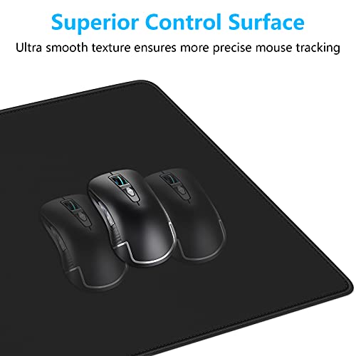 Dapesuom Large Mouse Pad, Extended Gaming Mouse Mat with Stitched Edges, Full Size Desk Mats with Non-Slip Base, Computer Big Desktop Keyboard Pad for Laptop, Office, 23.6 x 11.8 in, Jet Black
