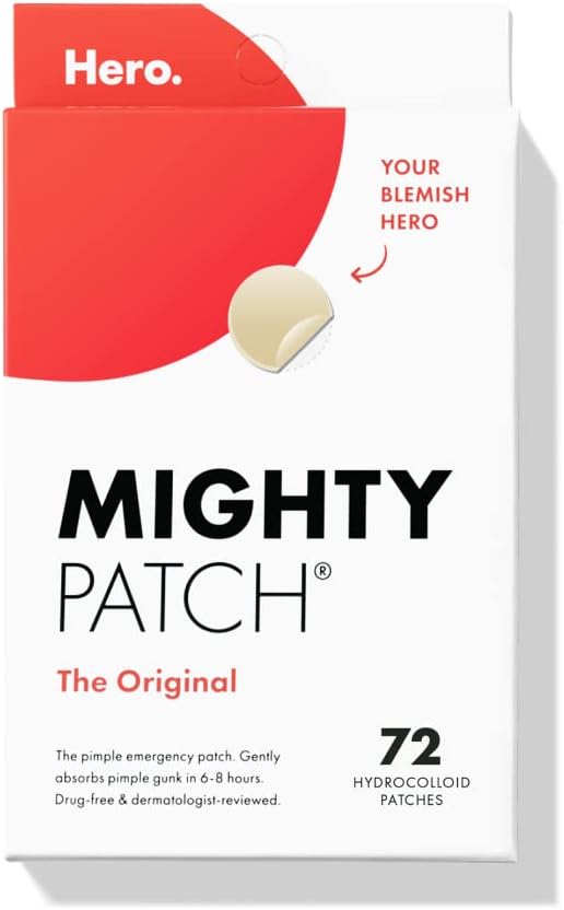 Mighty Patch HERO COSMETICS â„¢ Original from Hero Cosmetics - Hydrocolloid Acne Pimple Patch for Covering Zits and Blemishes, Spot Stickers for Face and Skin (72 Count)