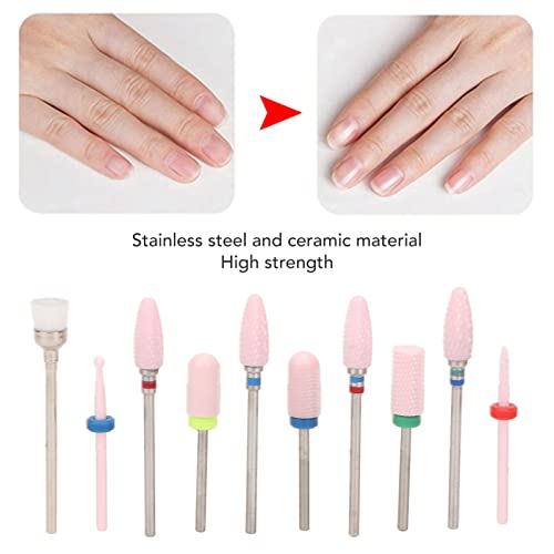 Sorandy 10pcs Nail Grinder, Carbide Cuticle Remover Bits for Manicure Pedicure, Nail Drill Bits Set with Storage Box for Shaping, Smoothing, Polishing and Buffing