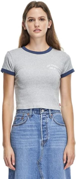 Womens Graphic Ringer Mini Polo Shirt Polo Shirt - Greys