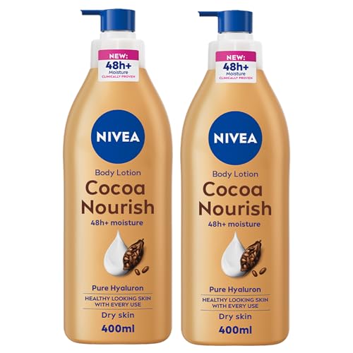 NIVEA Body Lotion for Dry Skin, Cocoa Butter, 5in1 Complete Care, 48H Deep Moisture, 2x400ml, Pack of 2