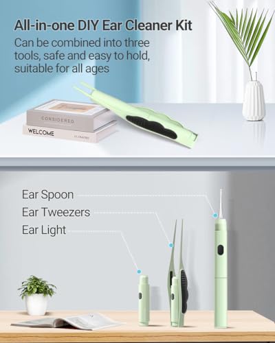 TEYIYES Ear Wax Removal Kit Upgraded All in One Ear Cleaning Tool Set with LED Light/Ear Pick Digger/Twezzers/Spiral Spring Ear Spoon with Storage Box for Adults, Kids and Pets (Pack of 7)