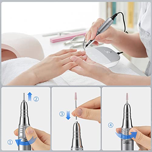 Madenia Professional Nail Drill Machine, Electric Nail File for Acrylic Gel Nails, with Touch-Sensitive Control and LCD Screen, 35000RPM, 100-240V, Gray