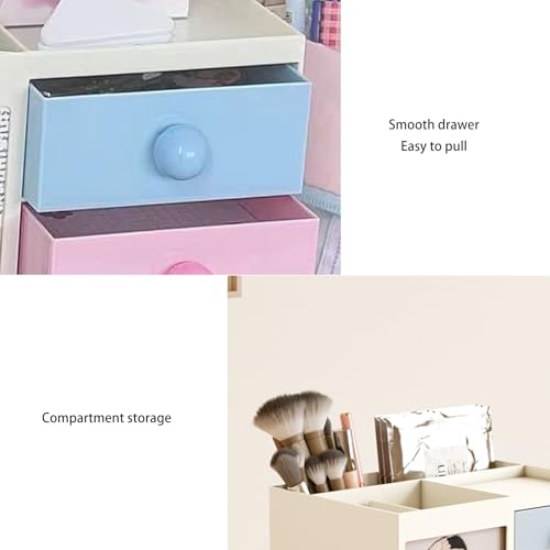 Toguma Small Multifunction Desk Organzier with 4 Drawer, Pencil Pen Holder Makeup Organizer Cosmetics Storage Box Art Supplies Organizer for Office Home (White)