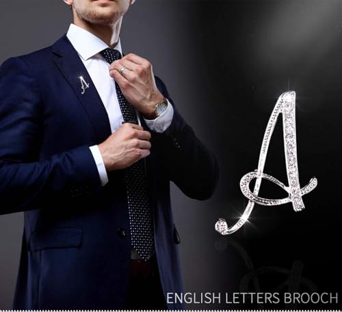 Langthering® Letter Brooch Pins Initial Rhinestone Brooch for Women Crafts Silvery A-Z Brooches for Women, Brooch Pins, Wedding Bridal Brooches