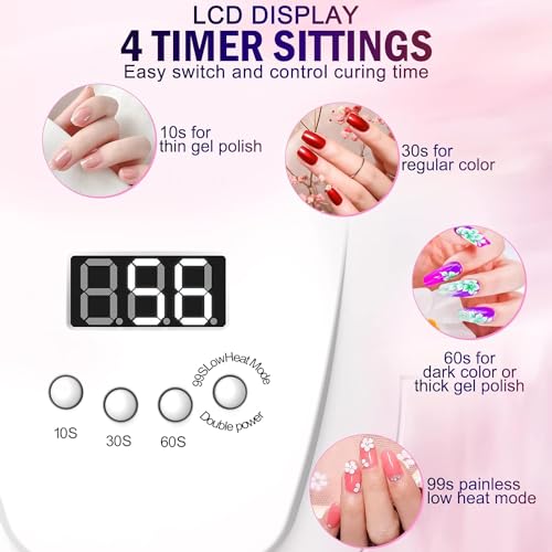 NAILGIRLS UV LED Nail Lamp, 168W Fast UV Light for Nails Gel Polish, Professional Curing with 4 Timer Setting Auto Sensor, LED Gel Nail Dryer for Fingernail and Toenail Home Salon Use, Nail Art Tools