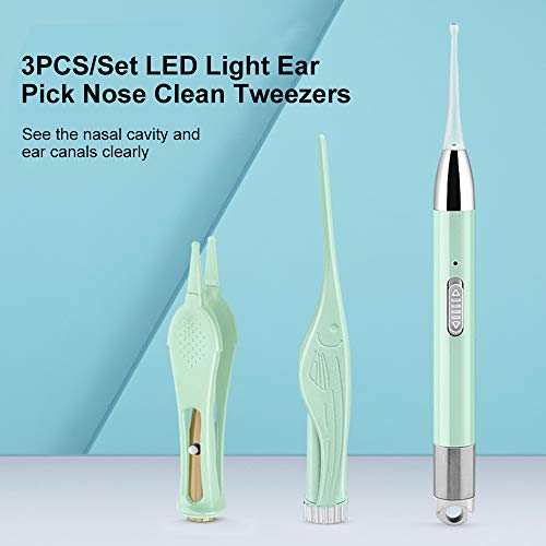 ametoys LED Light Ear Pick USB Ear Wax Removal Nose Clean Clip Baby Adults Ear Nose Clean Tweezers Remover Set