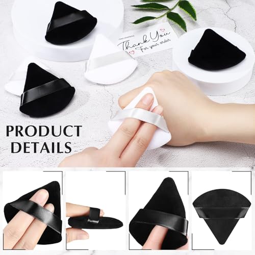 MOMENT 12 Pieces Powder Puff Face Triangle Makeup Sponge for Loose Powder Setting Powder Velour Foundation Blender Sponge Beauty Makeup Tool, Black & White