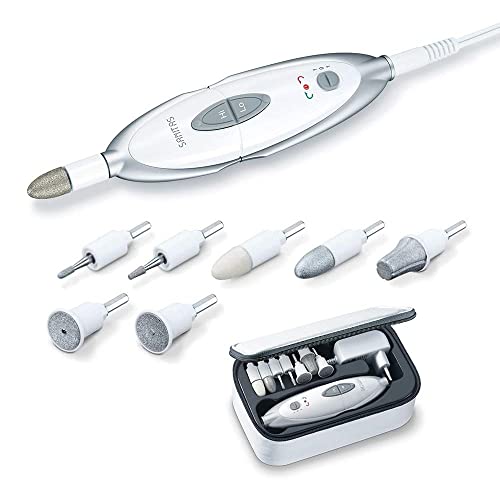 Sanitas SMA 35 Electric Manicure Pedicure Set with 7 Nail Care Attachments White/Silver