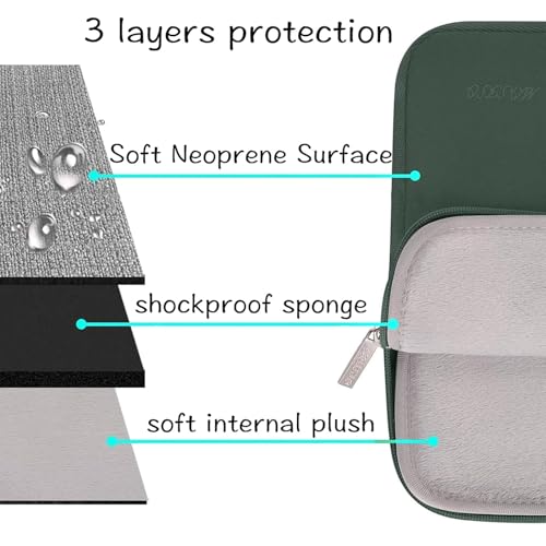 MOSISO Laptop Case 13.3 inch, 13-13.3 inch Laptop Sleeve Bag Compatible with MacBook Air/Pro 13 / Pro 14, HP Dell ASUS Lenovo Notebook, Neoprene Computer Sleeve Bag with Small Case, Midnight Green