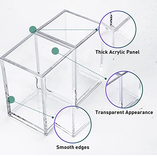 AFOROEOA 10 Pack Clear Acrylic Pen Holder Makeup Brush Holder Desktop Pencil Organizer Acrylic Pencil Cup Stationery Office Organizer Accessory for Office School Makeup Desk…