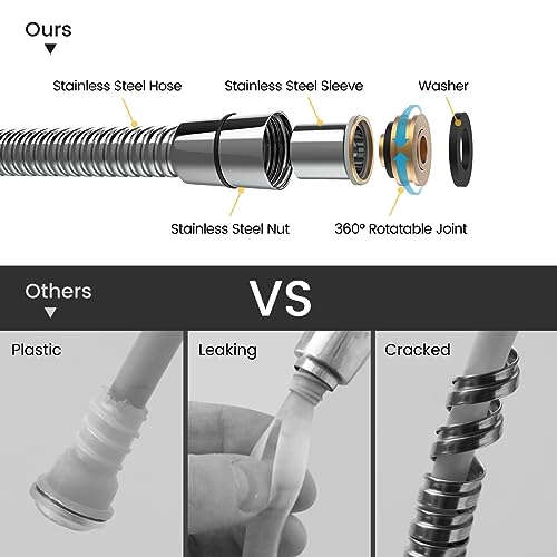 Newentor Shower Head with Hose Set with 6 Settings Spray Mode, Chrome - 1.5m