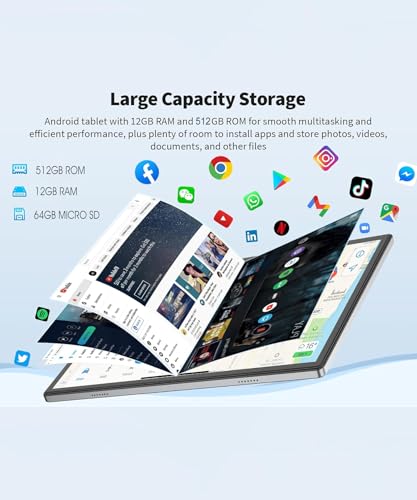 ATOUCH A-Tab7 10.1" Android Tablet with Keyboard â 12GB RAM, 512GB Storage, Android 14, 2-in-1 Tablet with Case, Mouse, Stylus, 5G WiFi, Dual SIM, GPS â Ideal for Students & Work