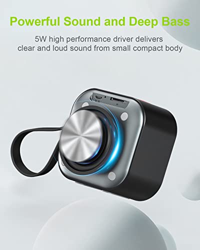 EWA Mini Wireless Bluetooth Speaker with Lanyard and Bass Radiator, Original Camera Shape, for TF Card, Small, But High Volume, Portable, for Home, Parties, Travel, Outdoor, Black