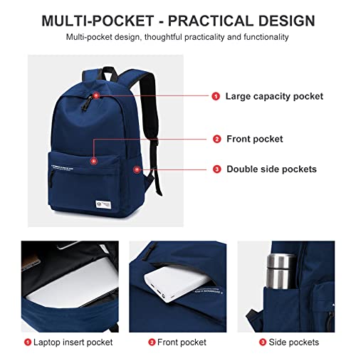 PAUBACK Teens Girls Boys Lightweight High School Backpack - B-Blue