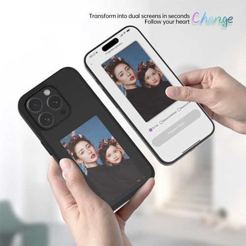 Arsey Smart Screen Projection Phone Case, DIY Images, NFC Transmission, 3.7 inch Ink Screen Display, Anti-Slip, Anti-Shock, Black (Fit for iphone 13 pro max)