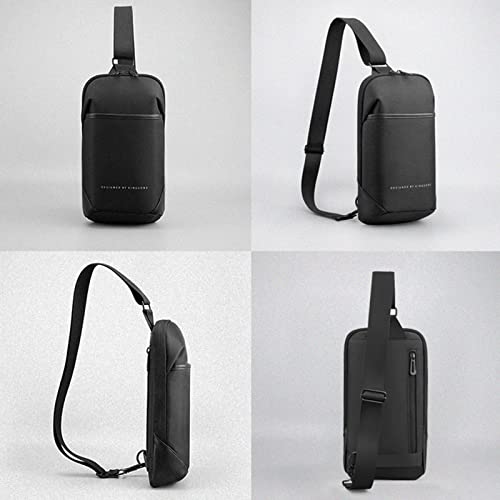 Kingsons Sling Bag Small Crossbody Backpack for Men Waterproof Chest Shoulder Bags Casual Daypack for Travel Cycling, Ks3211, Small, Stylish Simple Black Sling Bag