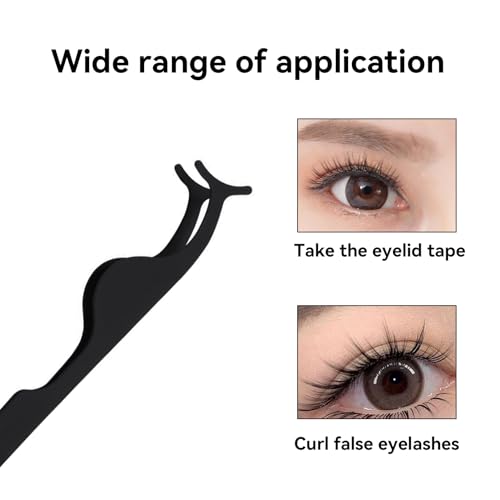 Durable Stainless Steel Eyelash Applicator Tool,Simple Black Lash Applicator Tool,Compact Portable False Eyelash Applicator Tool,for Loading and Unloading False Eyelashes for Girls Boys
