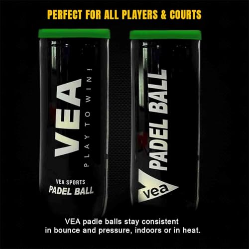 VEA Match Balls for Padel ??Pressurized, Durable Felt ??Long-Lasting Bounce ??Pack of 3 Ball - 1 Tube for Training and Match Use