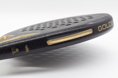 SideSpin Golden Pro 12K Full Carbon Sandy Padel Shovel, Gain Power + Control + Effect, Unisex Adult, Black Gold, Universal