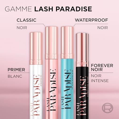 L’Oréal Paris Intense Volume Mascara, Eyelash Lengthening for Sensitive Eyes, Gentle and Flake Free, With Castor Oil, Lash Paradise, Black