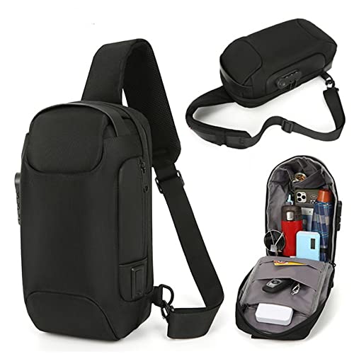 ZYING Anti theft Crossbody Sling Bag with USB Charging Port for 9.7in iPad, Black-5