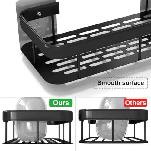 O-ONE LIVING Shower Caddy Shelf – Self Adhesive No Drilling- Bathroom Shower Rack- Wall Mounted -Organizer with Rustproof Basket-Toilet and Kitchen Durable & Modern 2pcs in 1Set BLACK