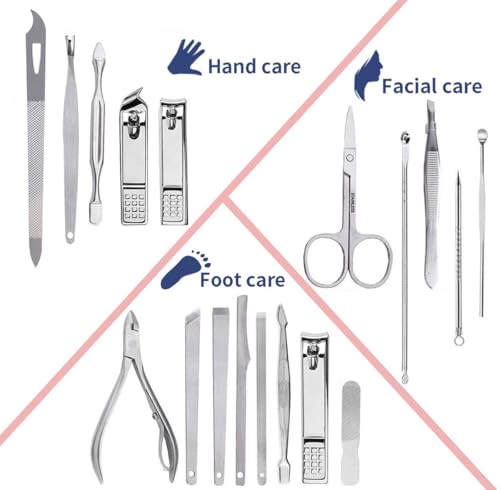 NALACAL Premium 19-Piece Manicure Pedicure Set: Stainless Steel Nail Clippers, Scissors, and Grooming Tools for Men & Women – Complete Nail Care Kit with Portable Travel Case (Black)