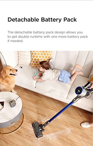 EUREKA AK10 Lightweight Cordless Stick Vacuum Cleaner 26KPa,450W Powerful BLDC Motor Wireless Vacuum Cleaner for Multi Flooring Deep Clean, Up to 60 Mins Runtime Detachable Battery with LED Display