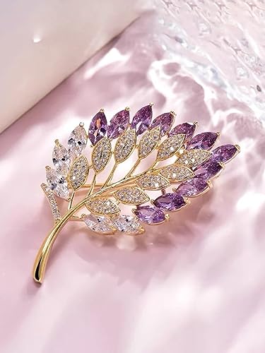YouBella Jewellery for Women Stylish Celebrity Inspired Leaf Shaped Brooch for Women/Men/Girls/Boys (Purple) (YB_Brooch_154)