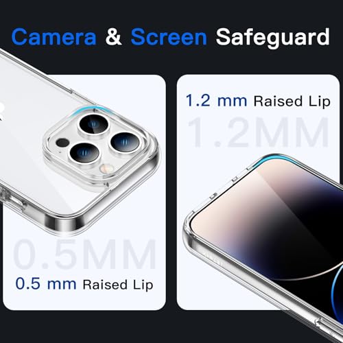 JETech Case for iPhone 14 Pro Max 6.7-Inch, Non-Yellowing Shockproof Phone Bumper Cover, Anti-Scratch Clear Back (Clear)