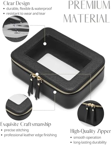 Small Cosmetic Bag for Purse Mini Makeup Bag for School Cute Clear Make Up Pouch for Travel Tiny Leather White Make Up Organizer Case for Backpack Toiletry Bag Waterproof Square Pouch with Zipper