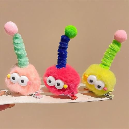 Fluffy Pom Poms Hair Clips, 5 Pcs Cartoon Hair Barrettes For Kids, Cute Ball Pompom Hair Clips, Hair Accessories for Girls??andmad Hair Clips, Colorful Hair Clips For Toddler