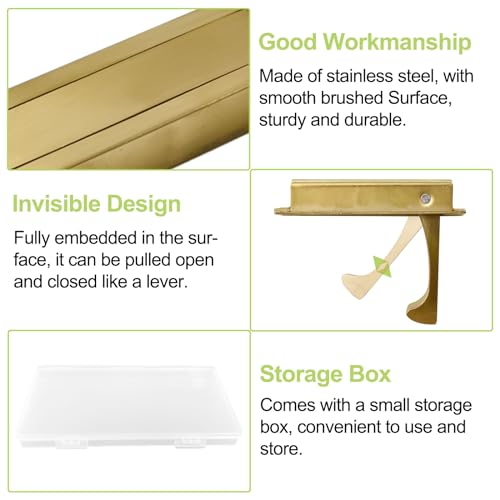 UFURMATE Flush Mount Door Pull, 2PCS 304 Stainless Steel Pocket Door Handle Brushed Flush Mount Hardware Edge Pull for Closet (Brushed Gold)
