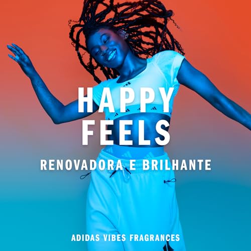 Adidas Vibes Happy Feels Eau de Parfum For All, Joyful and Uplifting, Long Lasting Fragrance, Grapefruit and Jasmine 100ml (3.3oz)