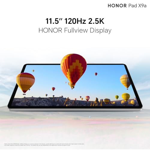HONOR Pad X9a Wi-Fi Tablet 11.5" 120Hz Display, 8GB RAM + 128GB Storage, Android 15, Snapdragon 685, 8300mAh Battery, 35W Fast Charging, Stylus Support, Grey (2025 Model) + FREE Protective Flip Cover