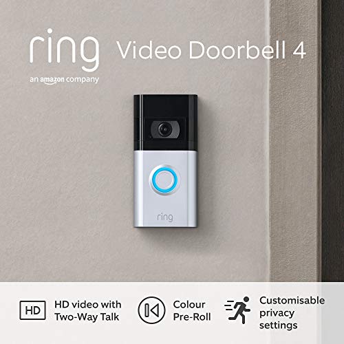 Ring Video Doorbell 4 by Amazon - HD video with two-way talk, color pre-roll video previews, battery powered | With 30-day free trial of Ring Protect Plan