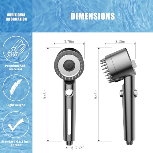 PWERAN Filtered Shower Head with Handheld, High Pressure Water Flow and Multiple Spray Modes Shower Head with Filter, Power Wash for Hard Water, Showerhead with ON/OFF Switch for Pets Bath