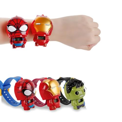 Superhero 3 piece Kids Watch, Kids Digital Watch for Boys Girls, Easy Read Cute Cartoon Wrist Watches Toy, Gift for Holiday, Birthday